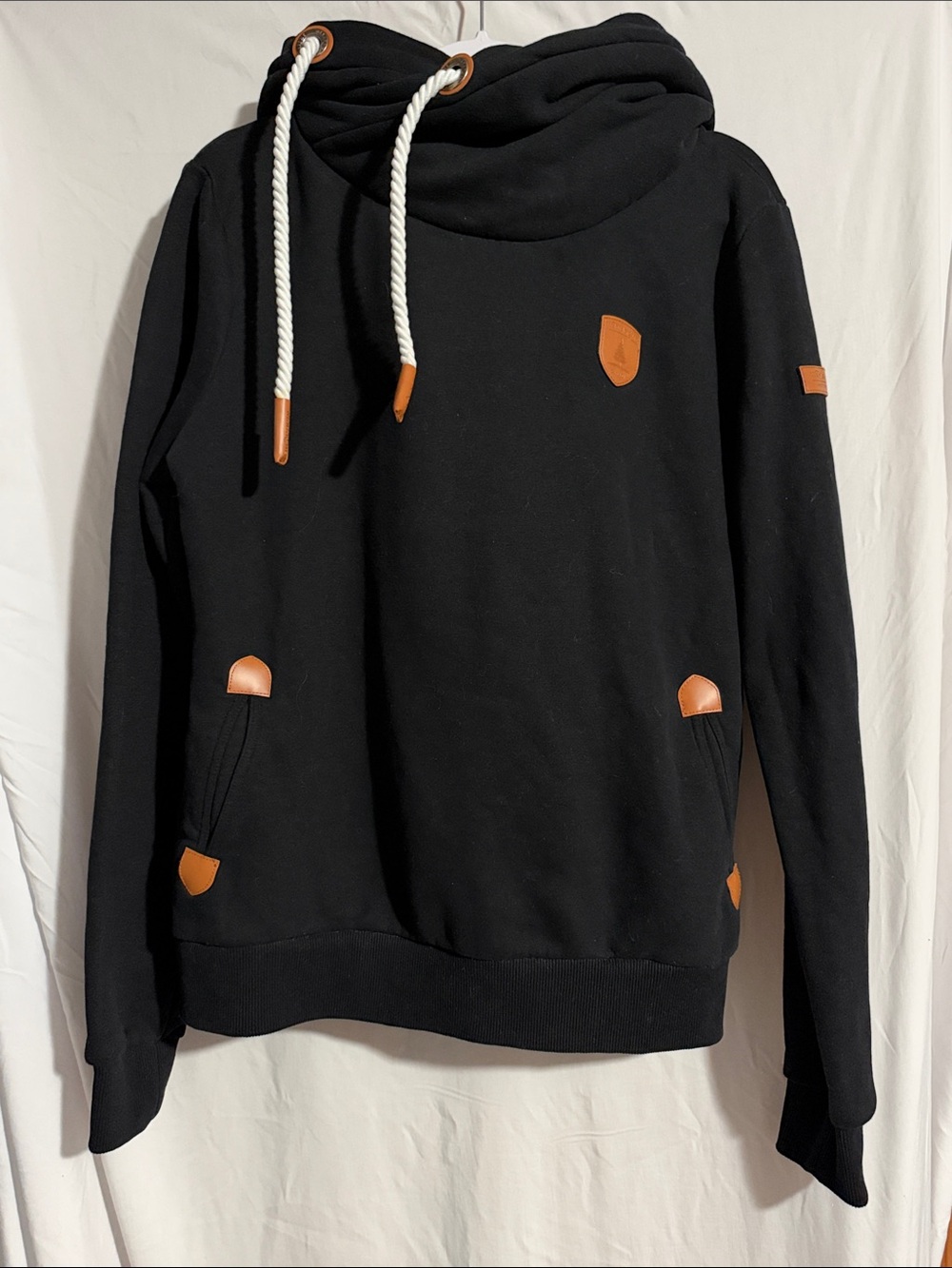 Wanakome Black Hoodie with Tan Accent Trim